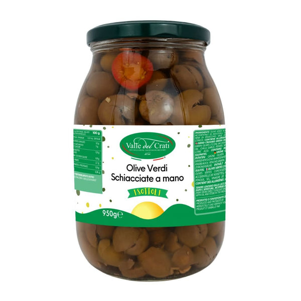 Olive Verdi Schiacciate a mano XL | 0.95 Kg - Valle del Crati